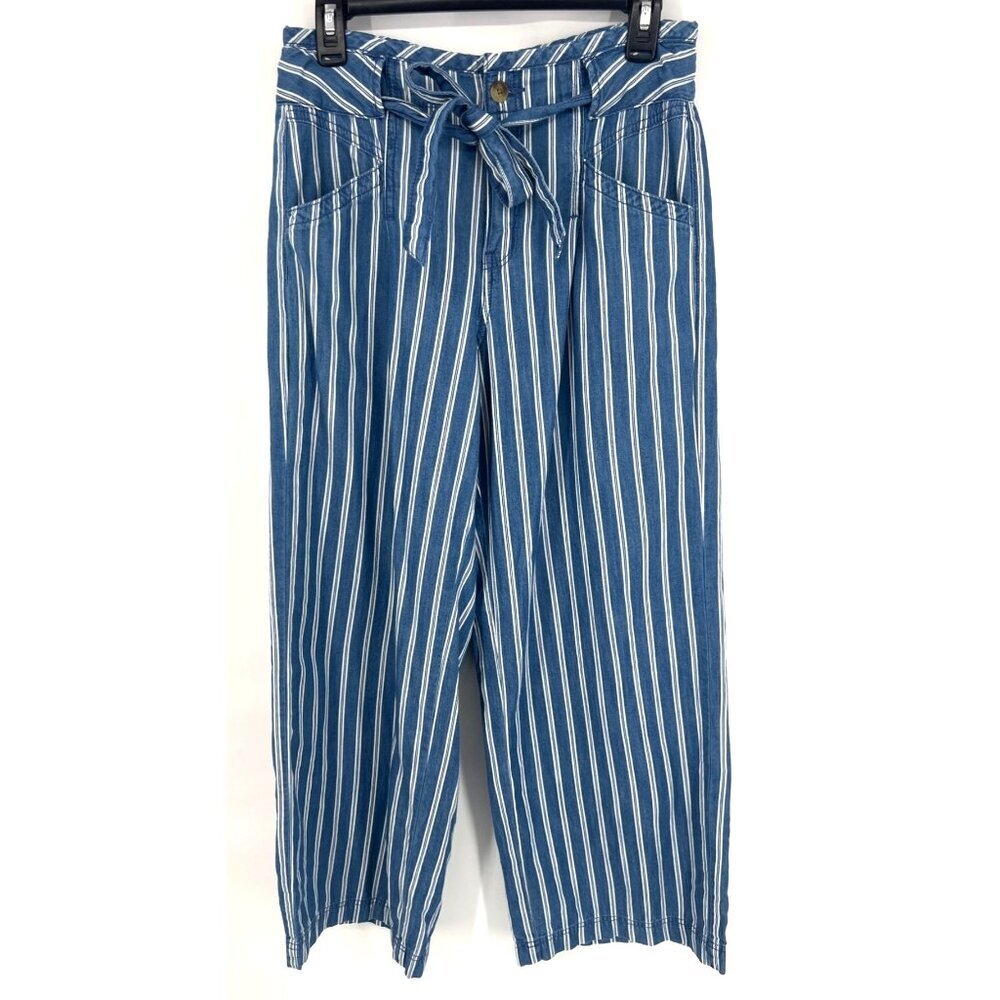 American Eagle Outfitters Blue and White Striped Wide Leg Pants - Picture 2 of 6